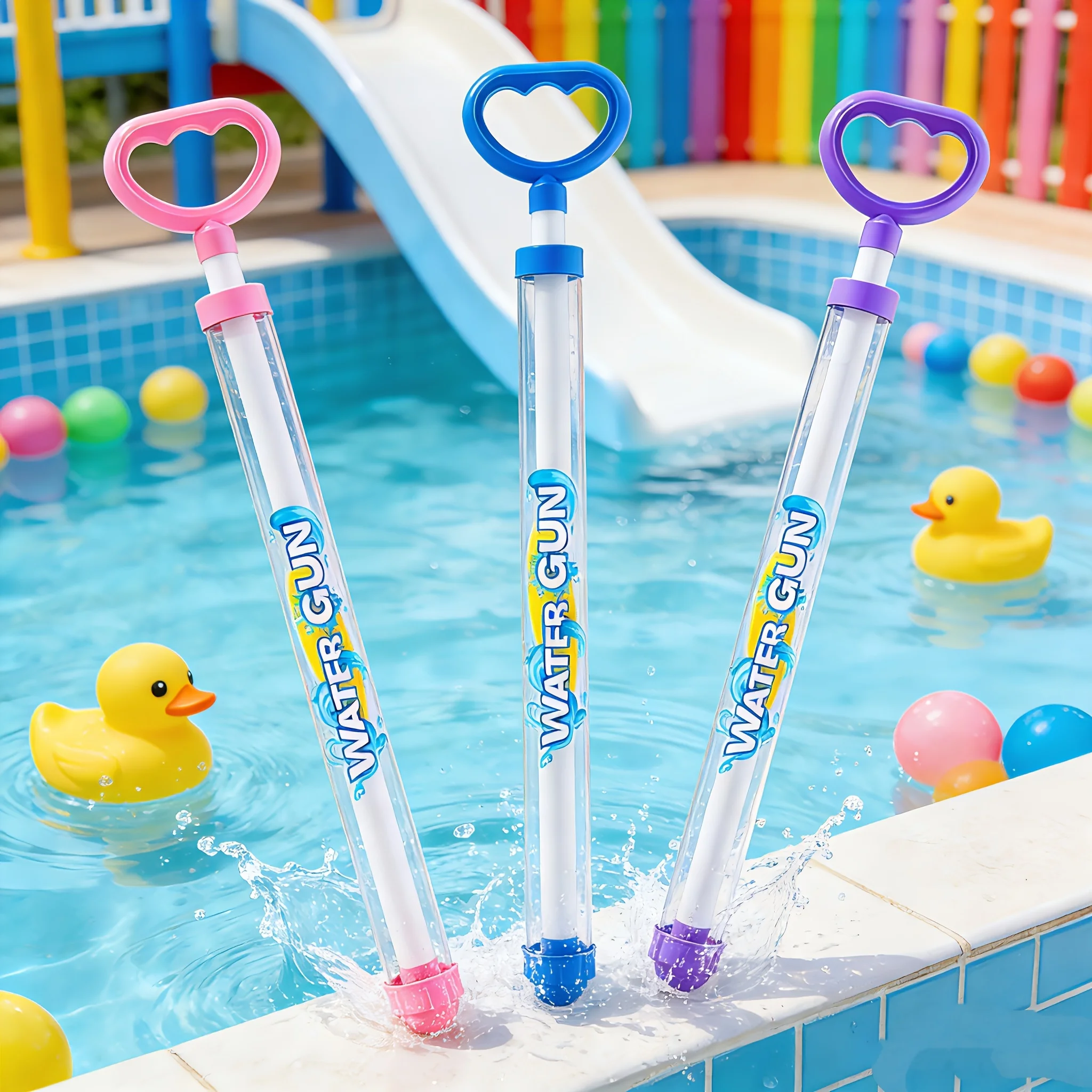 Pull-Type Water Gun, Clear Tube Squirt Shooter, Summer Water Toy for Beach, Pool, Drifting & Outdoor Party Activities thumbnail 2