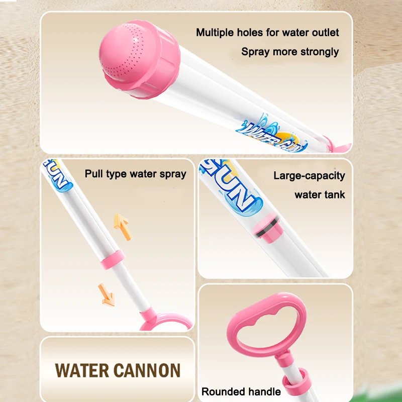 Pull-Type Water Gun, Clear Tube Squirt Shooter, Summer Water Toy for Beach, Pool, Drifting & Outdoor Party Activities thumbnail 5