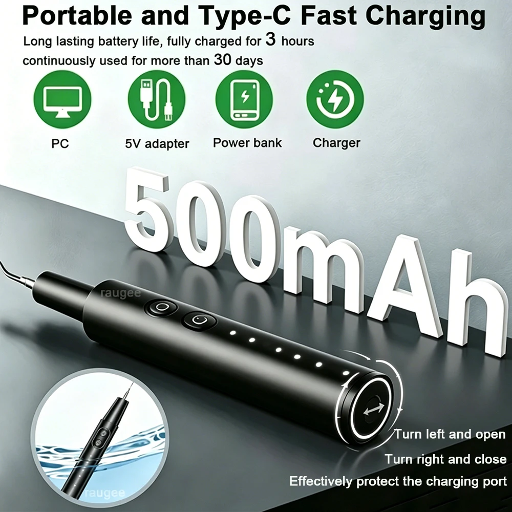 Electric Dental Calculus Remover Portable Teeth Tartar Eliminator Ultrasonic Plaque Cleaner Rechargeable Teeth Cleaning Scaler thumbnail 6