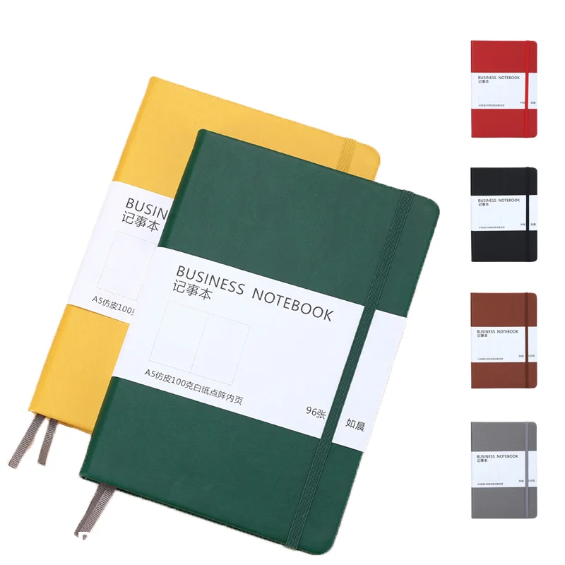 A5 Notebook 192 Pages Classic Journal Dotted Paper Hard Cover Business Creative Elastic Band Notepad Diary Student Stationery thumbnail 3
