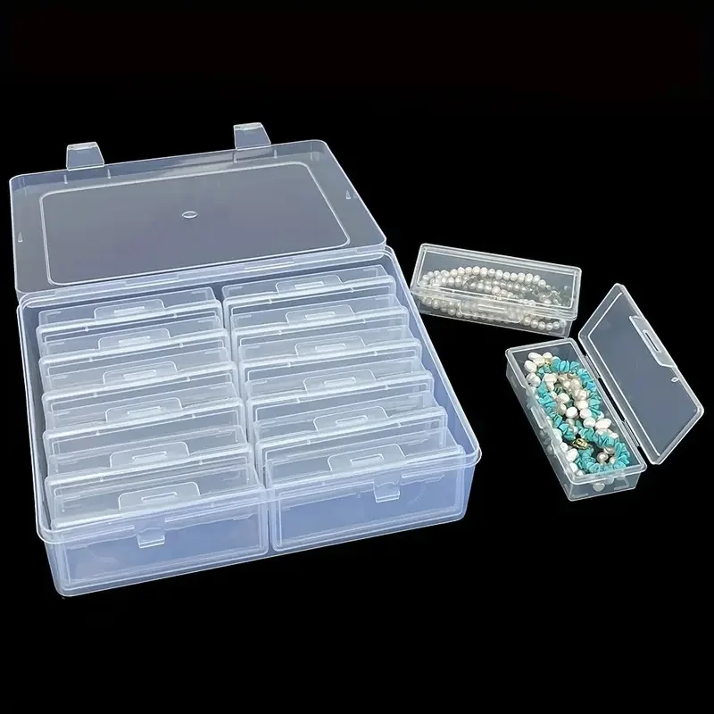 12 Adjustable Rectangular Storage Boxes, Suitable For Crafts, Beads, Jewelry With Dividers. thumbnail 6