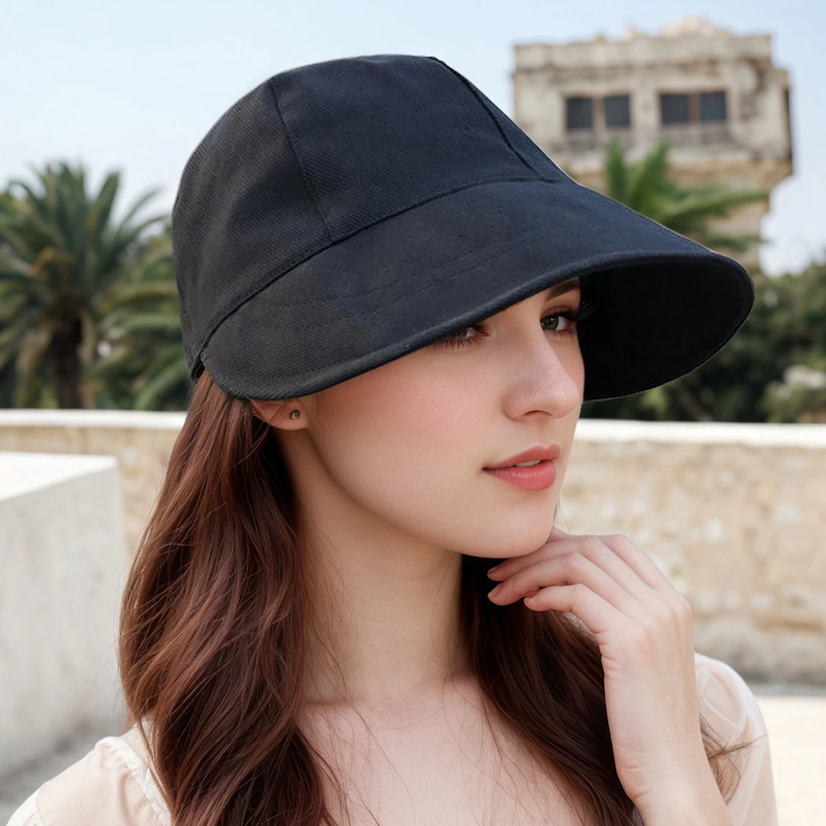 Womens Sun Hat UV Protection Hiking Fishing Hats Wide Brim Hat Adjustable Ponytail Packable Sun Cap thumbnail 4