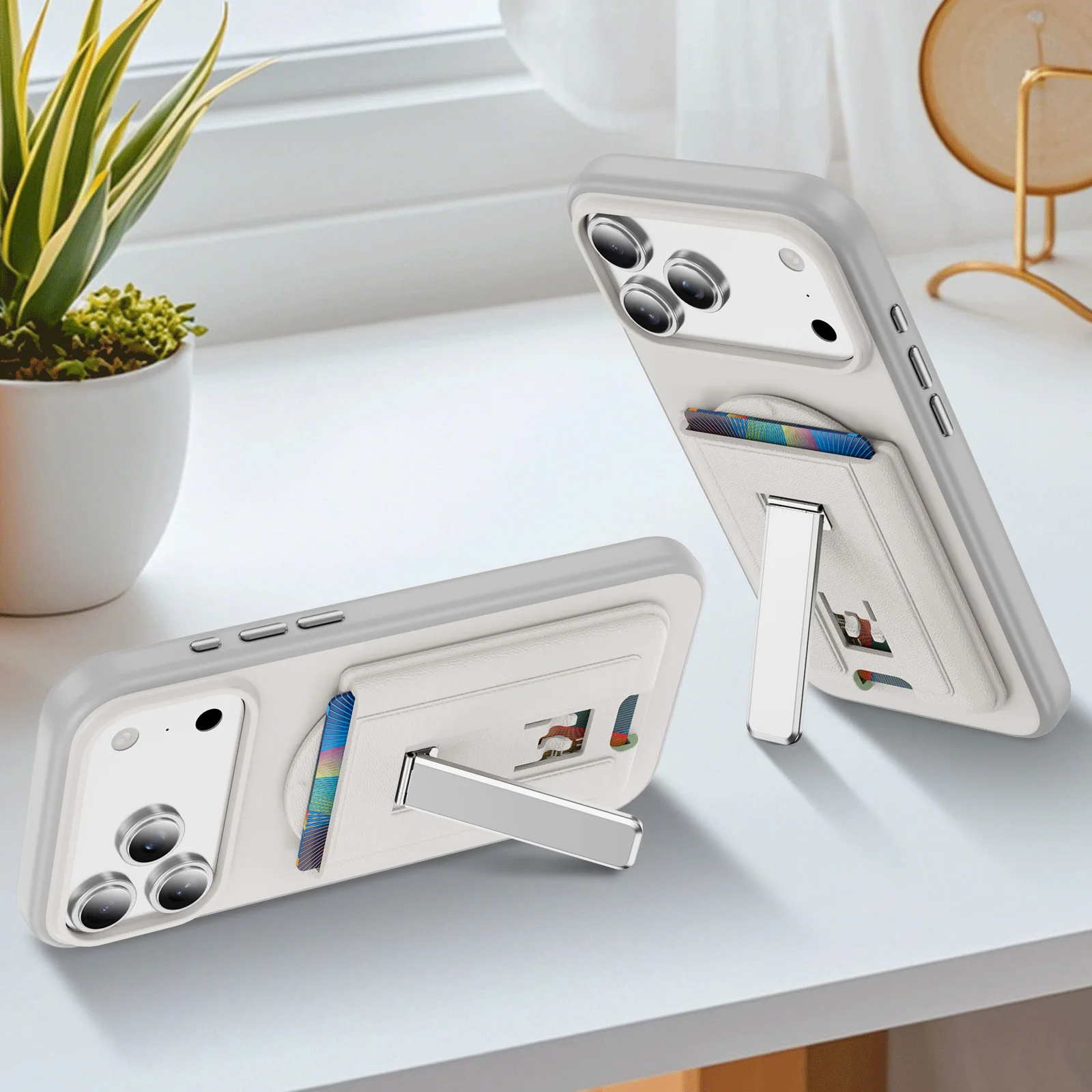 Magsafe Magnetic PU Leather Wallet, For Phone 17 16 15 14 13 12 Pro Max Fashion Card Holder Multi-functional Fold Stand Card Bag thumbnail 4
