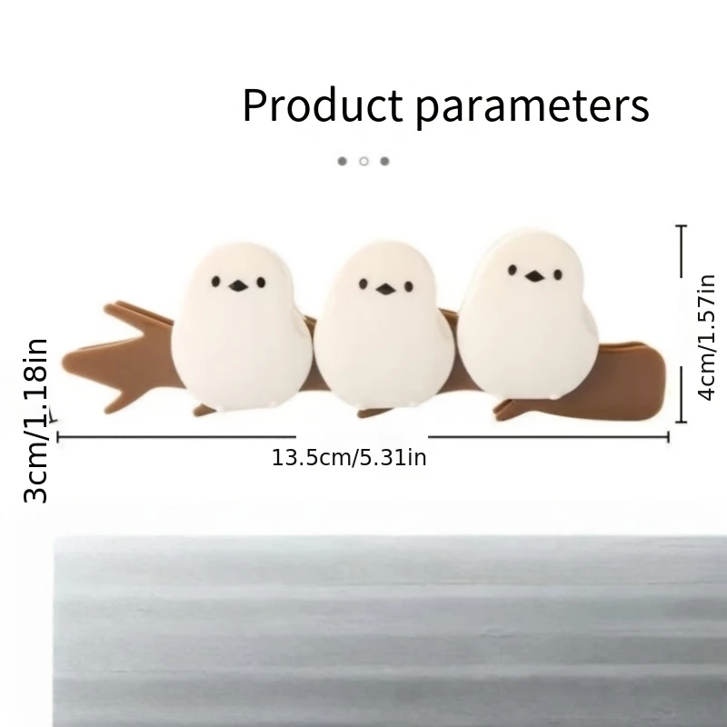 1 set/3pcs Adorable 3D Bird-shaped Magnetic Food Sealing Clips,Strong Magnetic Snack Bag Closers, Fridge Magnet Decorations thumbnail 3