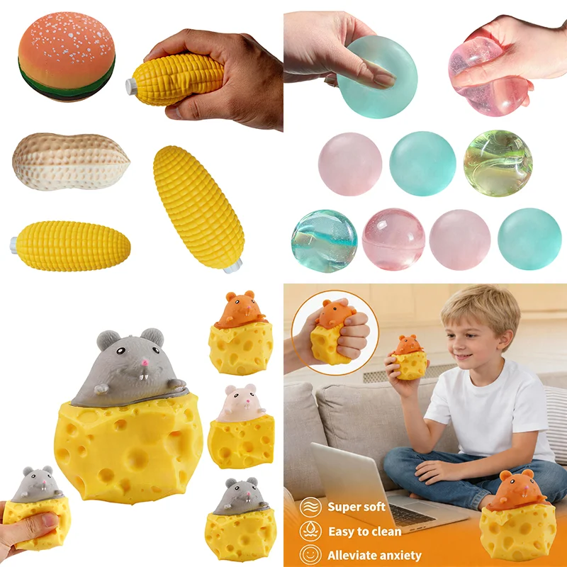 Mix Style Squeeze Anti-stress Fidget Toys Stress Ball Sensory Toy Funny Soft Squishy Decompression Office Stress Relief Toy Gift