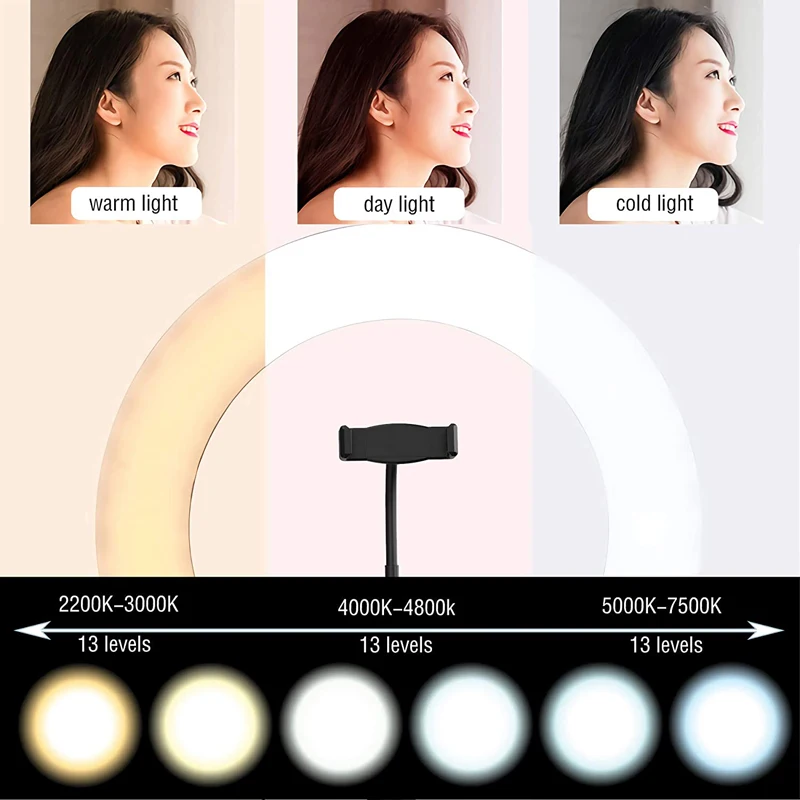 Video Light 16/26/33cm Selfie Ring LED Light Dimmable Round Ring Fill Lamp For Phone Live Video Streaming Studio LED Fill Light thumbnail 6