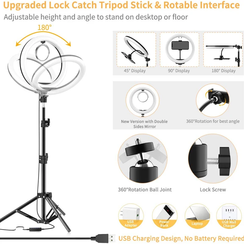 Video Light 16/26/33cm Selfie Ring LED Light Dimmable Round Ring Fill Lamp For Phone Live Video Streaming Studio LED Fill Light thumbnail 4