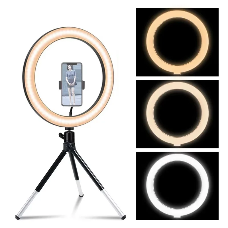 6/10/12 inch LED Selfie Ring Light Dimmable Photography Fill Lamp With Mini Tripod For Phone Live Video Photo Studio Ringlight