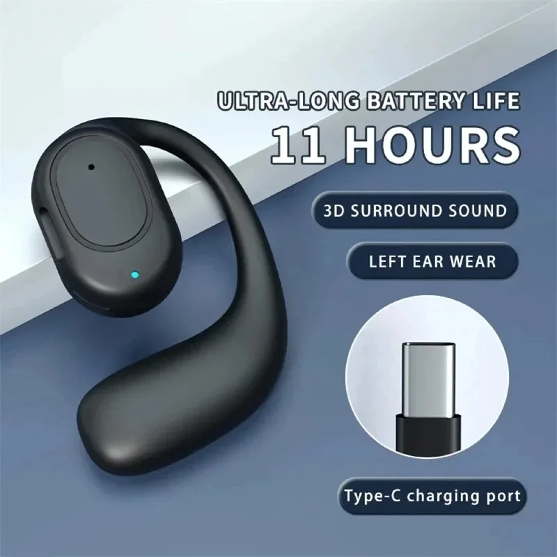 Wireless One Ear Hook Headphones Bluetooth Headset With Microphone Bone Conduction Noise Canceling Earphones For Driving thumbnail 2