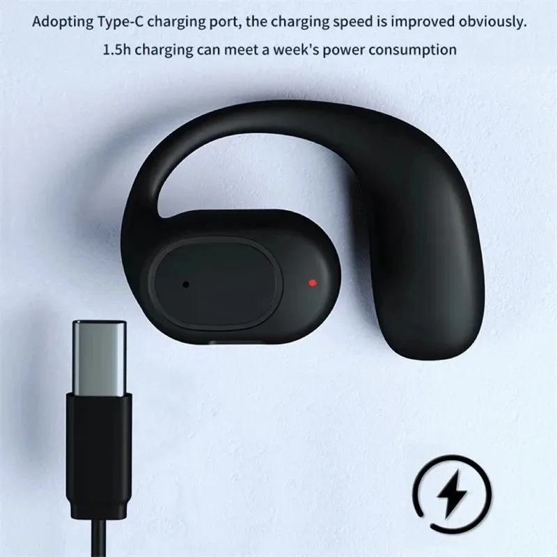 Wireless One Ear Hook Headphones Bluetooth Headset With Microphone Bone Conduction Noise Canceling Earphones For Driving thumbnail 5