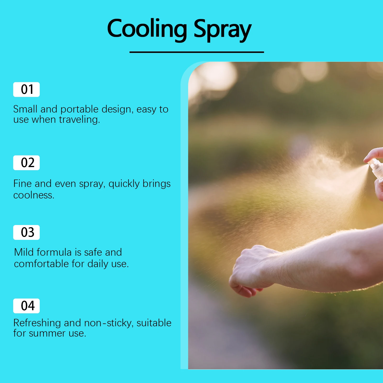 Cooling Spray Portable Outdoor Cool Sensation Body Spray Summer Instant Refreshing Mist Anti-Heat Hydrating Gentle Skin Care thumbnail 3