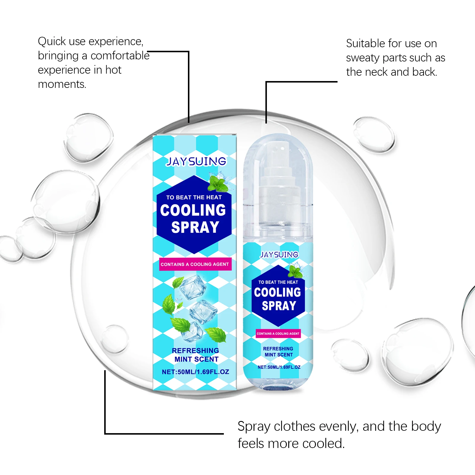 Cooling Spray Portable Outdoor Cool Sensation Body Spray Summer Instant Refreshing Mist Anti-Heat Hydrating Gentle Skin Care thumbnail 4