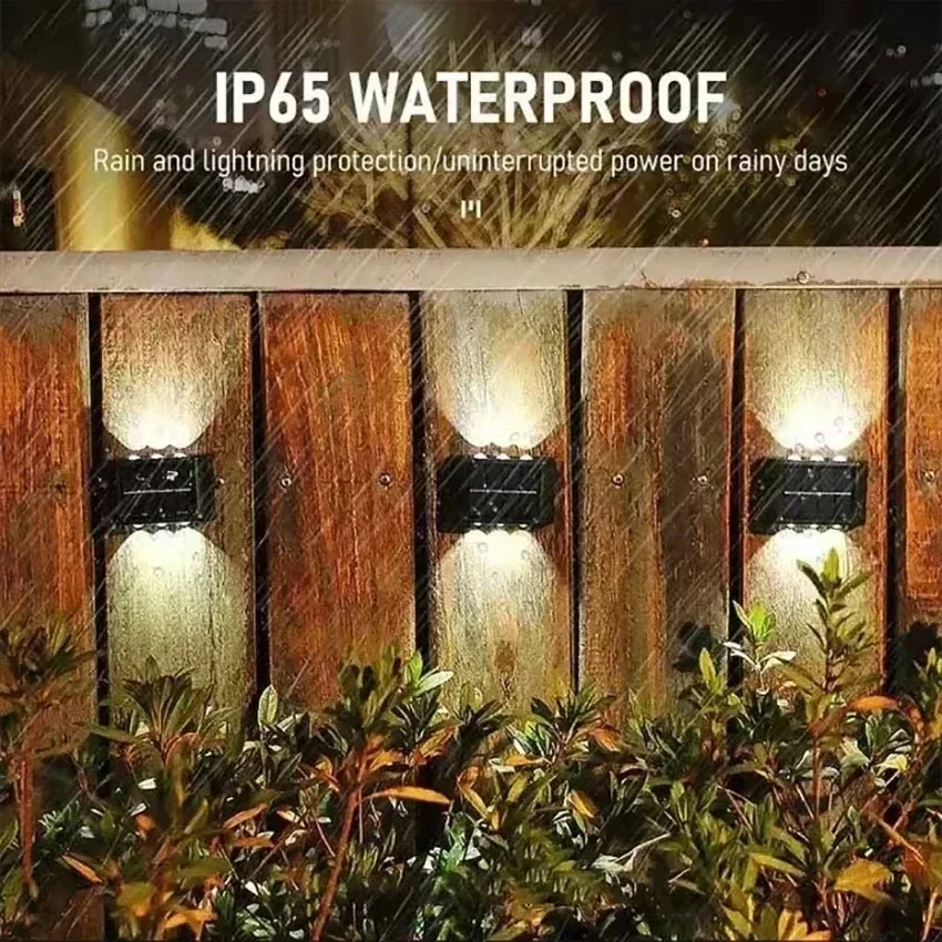 Solar Garden Wall Light Outdoor 4/6/8 LED Solar Deck Lights UP&Down Illuminate Outdoor Lights for Street Fence Garage Decoration thumbnail 3