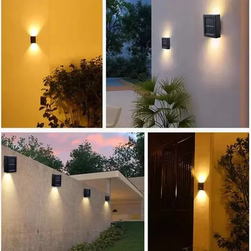 Solar Garden Wall Light Outdoor 4/6/8 LED Solar Deck Lights UP&Down Illuminate Outdoor Lights for Street Fence Garage Decoration thumbnail 5