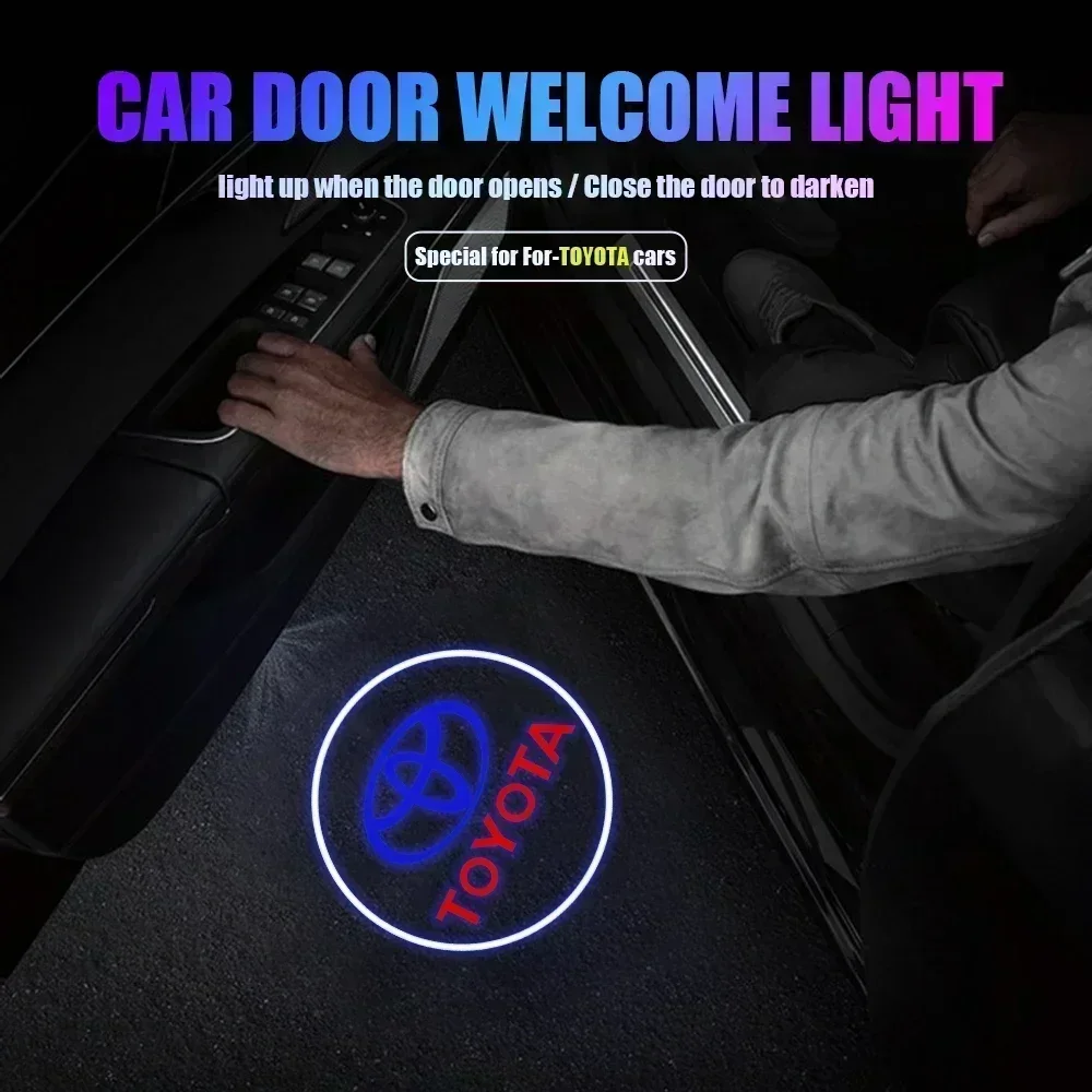 2PCS Car LED Welcome Lamp with Toyota Logo Door Ghost Shadow Light Laser Projector for Toyota PRADO Camry Corolla Rav4 Prius thumbnail 2