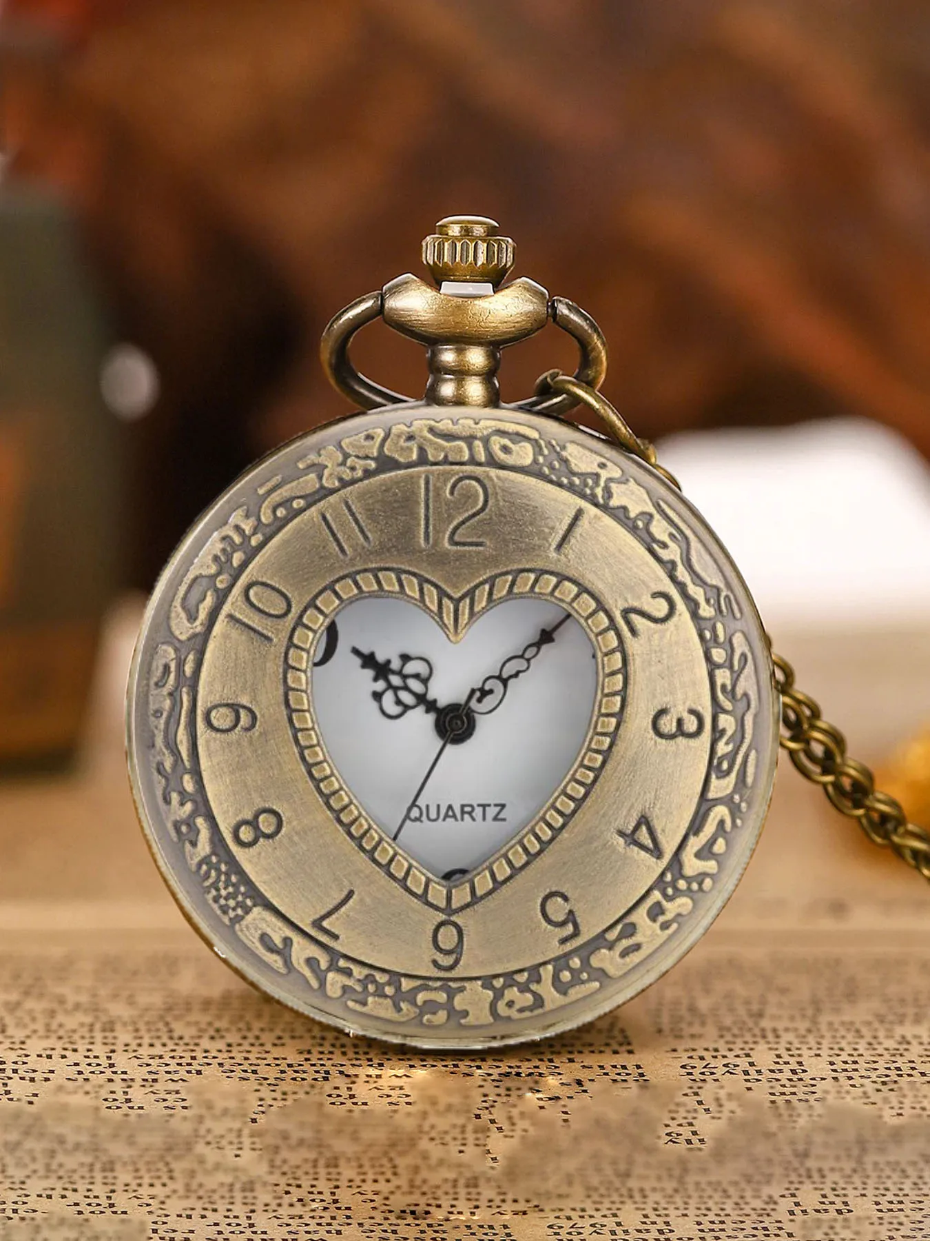 Personalized hollowed out retro pocket watch flip quartz watch creative dial retro pocket watch for men and women