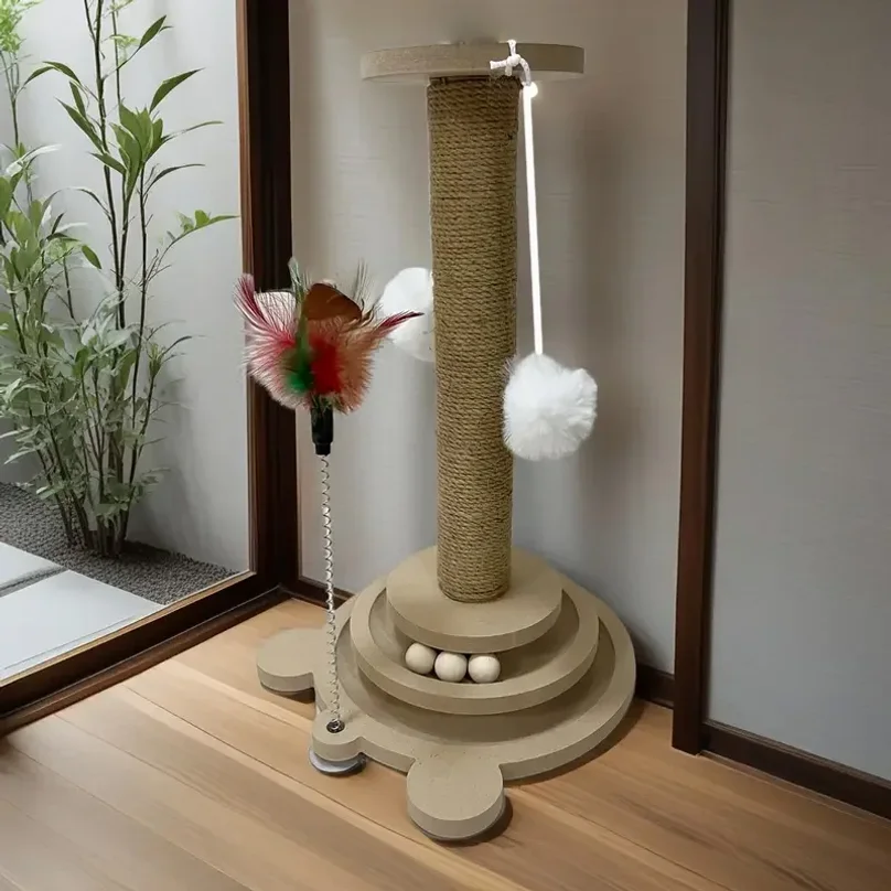 Pet Cat Toy Cat Turntable Funny Cat Stick Balls Durable Sisal Scratching Board Cat Supplies Cat Grab Column Pet Product