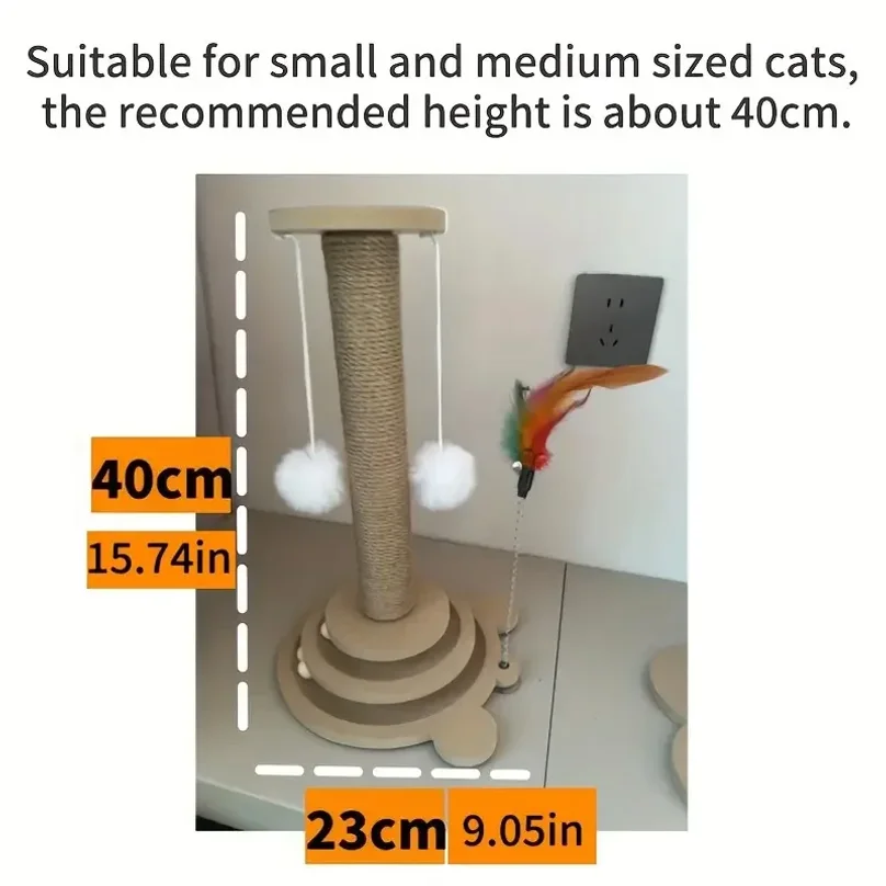 Pet Cat Toy Cat Turntable Funny Cat Stick Balls Durable Sisal Scratching Board Cat Supplies Cat Grab Column Pet Product thumbnail 3