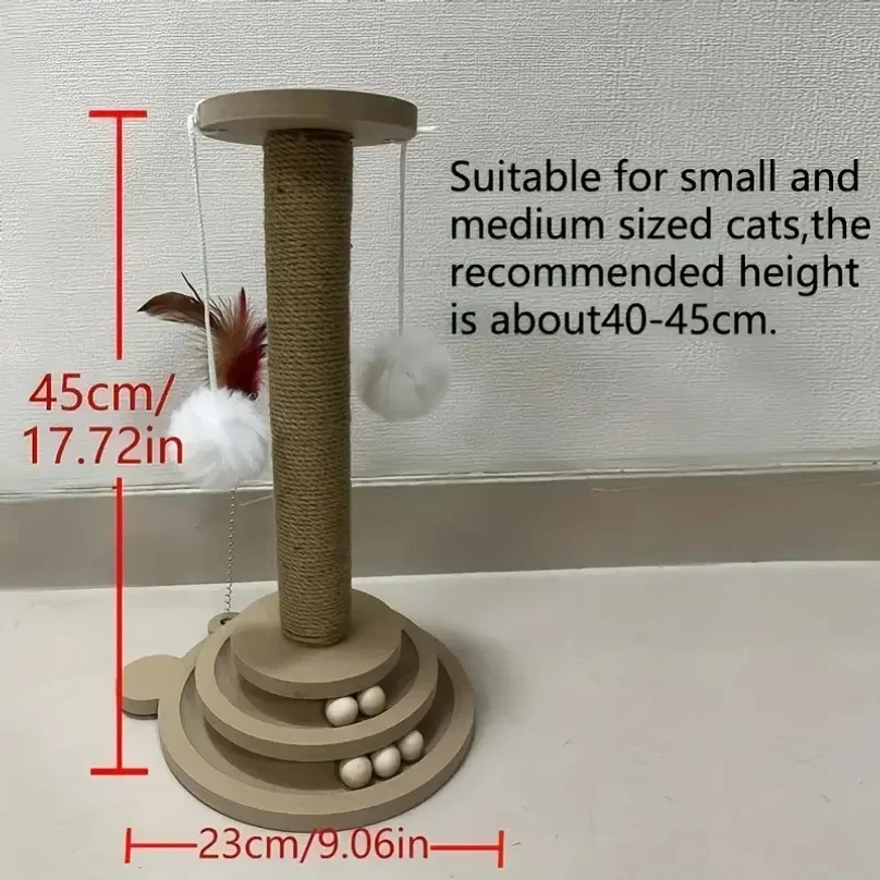 Pet Cat Toy Cat Turntable Funny Cat Stick Balls Durable Sisal Scratching Board Cat Supplies Cat Grab Column Pet Product thumbnail 5