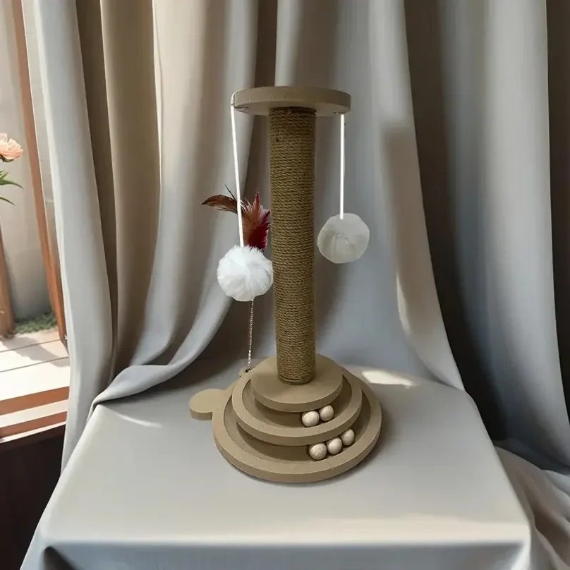 Pet Cat Toy Cat Turntable Funny Cat Stick Balls Durable Sisal Scratching Board Cat Supplies Cat Grab Column Pet Product thumbnail 4