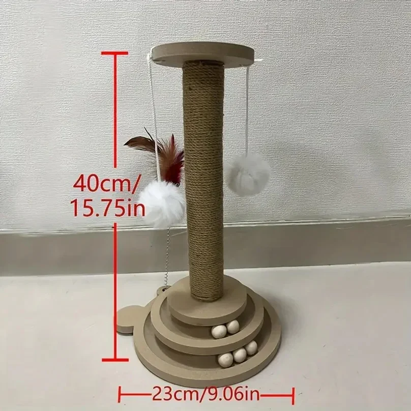 Pet Cat Toy Cat Turntable Funny Cat Stick Balls Durable Sisal Scratching Board Cat Supplies Cat Grab Column Pet Product thumbnail 2