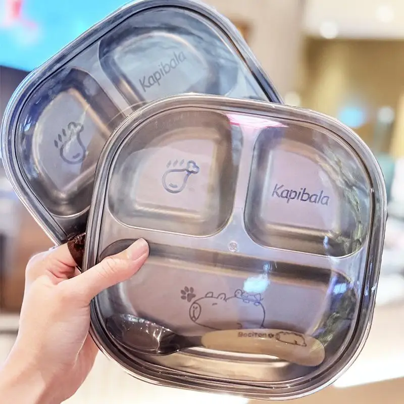 Stainless Steel Divided Dinner Plate 3 Section Compartment Mess Tray Reusable for Kids Home School Lunch Food Service thumbnail 3