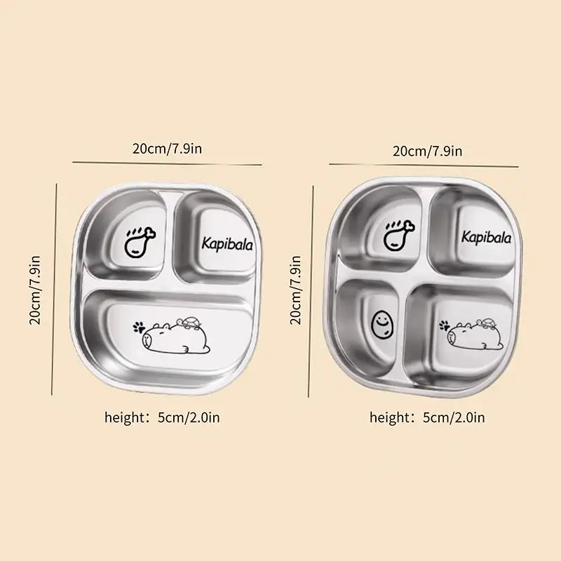 Stainless Steel Divided Dinner Plate 3 Section Compartment Mess Tray Reusable for Kids Home School Lunch Food Service thumbnail 5