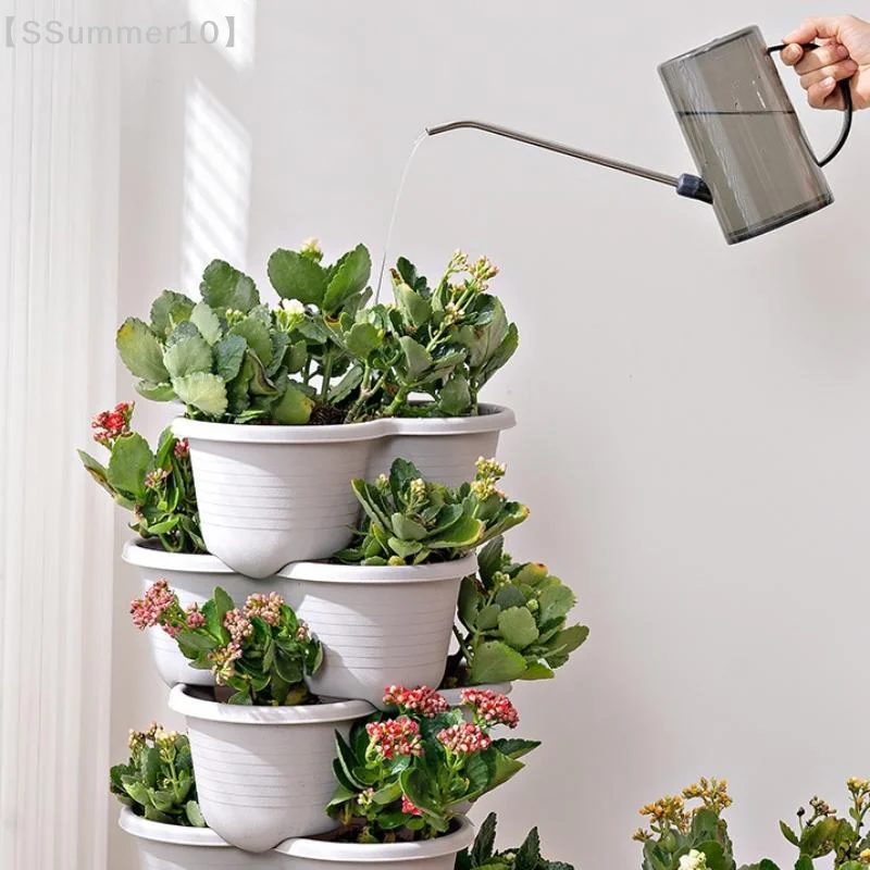 【SSummer10】Vertical Tower Stackable Flower Pot Plastic Multi-layer Garden Planter Tower For Strawberry Vegetable Frame Grow【SS】 thumbnail 6