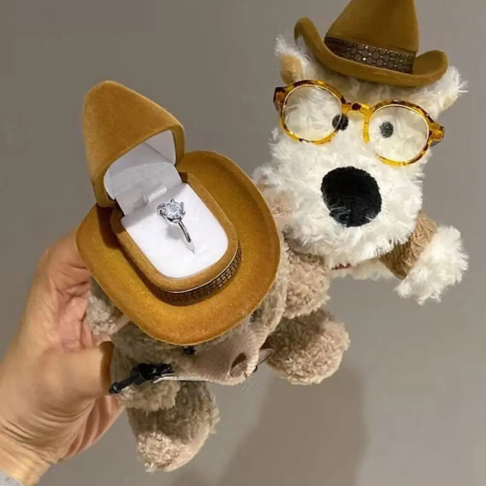 West Highland Dog Plush Doll Ring Display Box Jewelry Cute Violin Brown Bear Surprise Proposal Ring Gift Box Ring Holder thumbnail 3