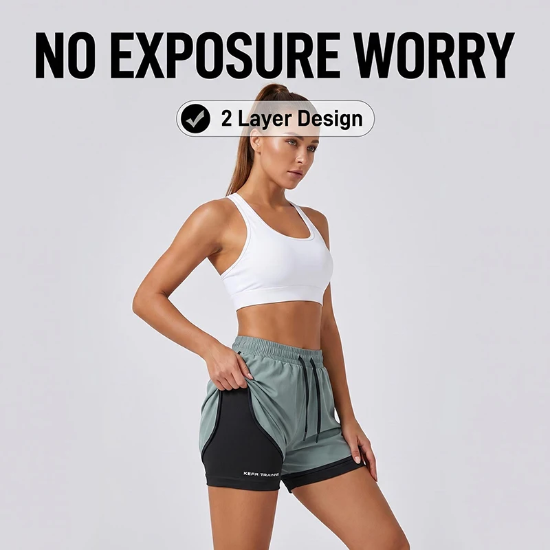 CHRLCK EU/US Size Unisex Running Shorts Summer Quick Drying Women Trousers Ice Silk Gym Fitness Jogging Short Outdoor Sport thumbnail 5