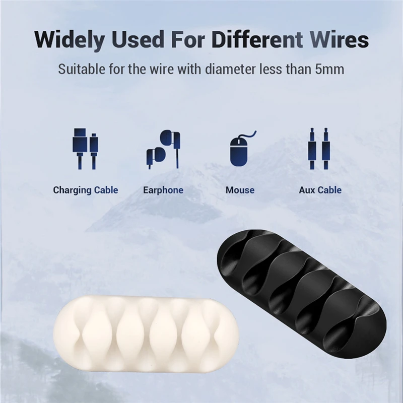 1/3PCS Self-adhesive Wire Fixer Cable Organizers Cable Holder Silicone Data Lines Desktop Management Mouse Headphone Cable Clips thumbnail 5