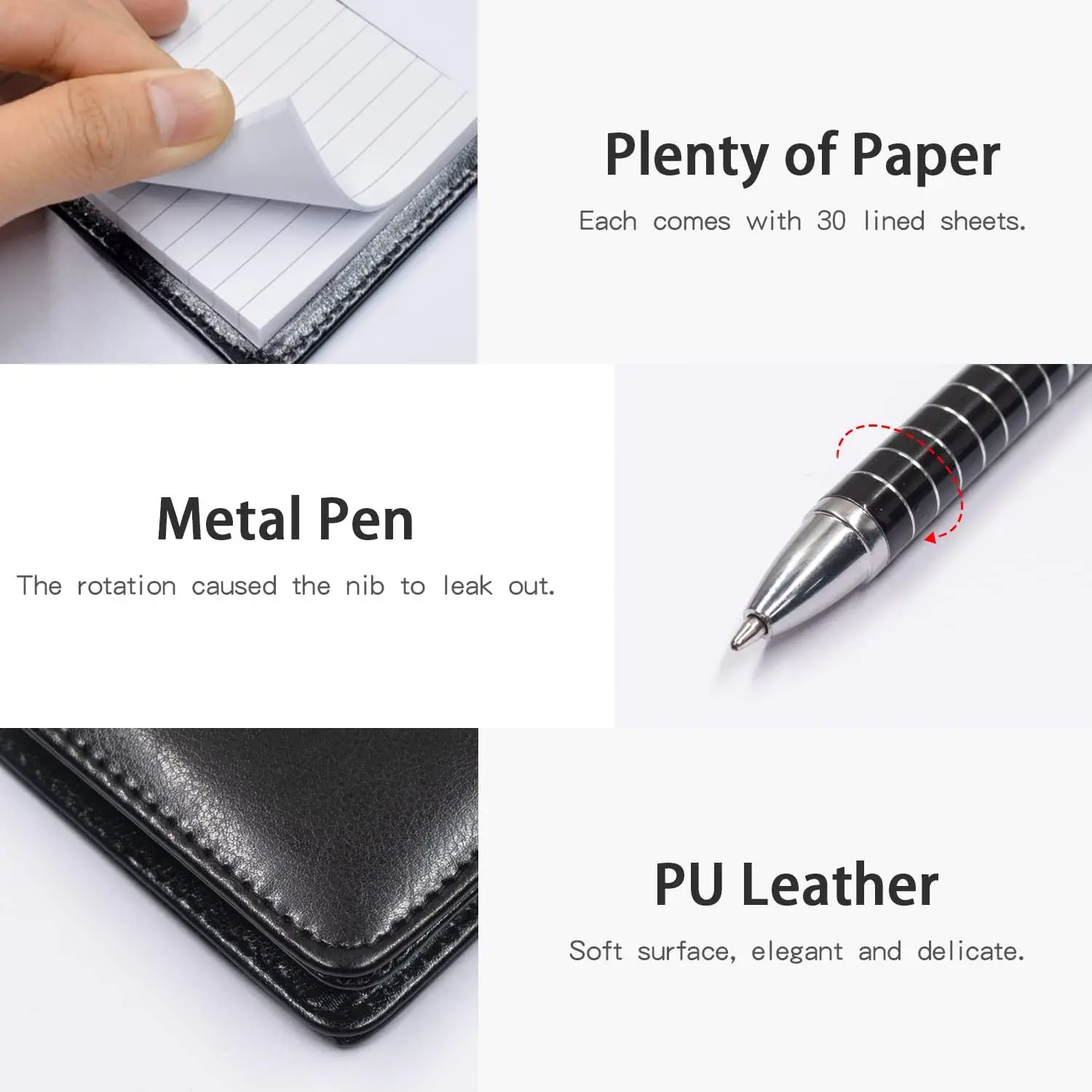 Mini A7 Leather Cover Notebook, Portable Pocket Notepad Diary, Perfect for Business Memos, Office & School Use thumbnail 3