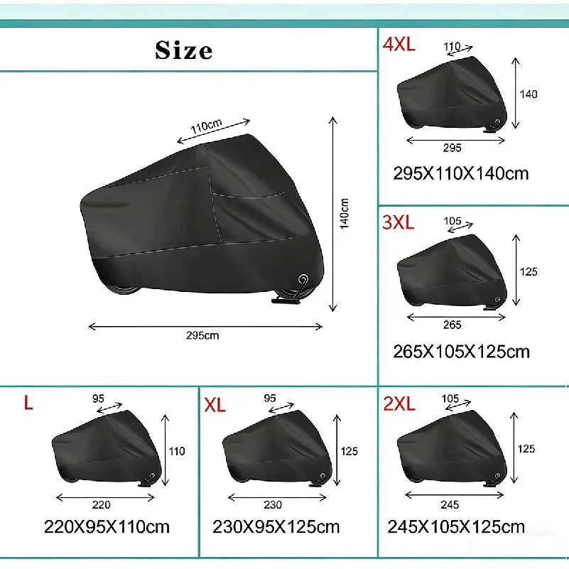 Motorcycle Cover Waterproof All Season Dustproof UV Protection  Motorbike Protective  Dust Rain Sunshade Cover for All Season thumbnail 6