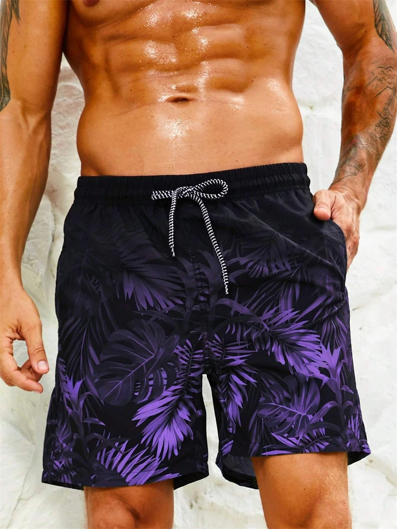 3D printed palm leaf pattern sport Quick-dry Breatha men summer Hawaiian beach shorts outdoor streetwear casual fashion Harajuku thumbnail 5