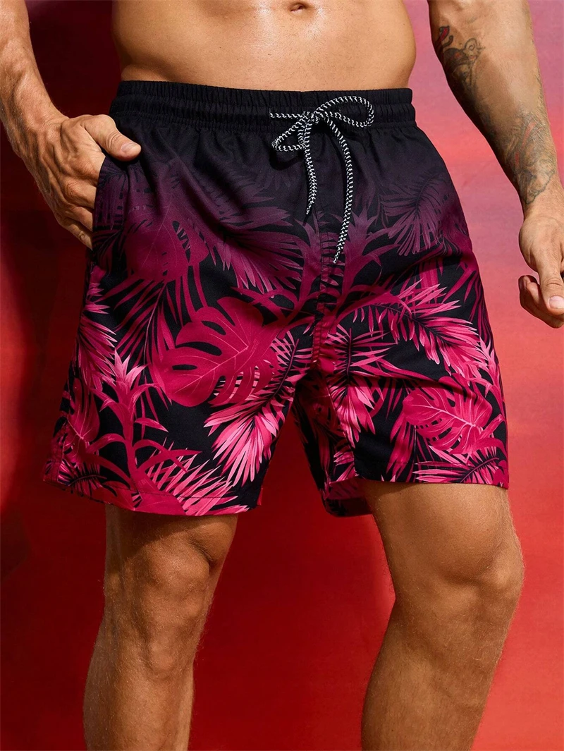 3D printed palm leaf pattern sport Quick-dry Breatha men summer Hawaiian beach shorts outdoor streetwear casual fashion Harajuku thumbnail 4