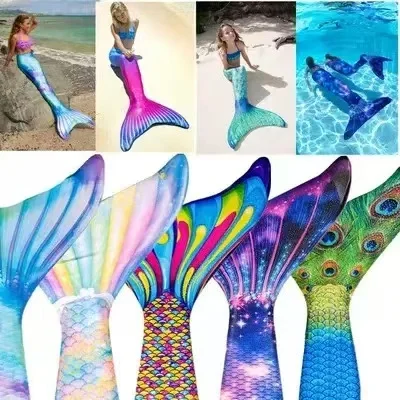 Mermaid Tail Swimsuit for Parent-Child Swimming Performance Set Aquatic Costume Family Matching Outfit Set