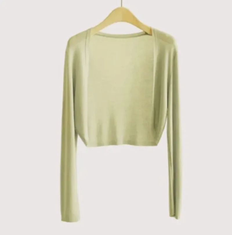 Ice Silk Knitted Cardigan Jacket Women Summer Shawl Sunscreen Outer Layer Thin Vest Air Conditioning Shirt Short Coat thumbnail 4