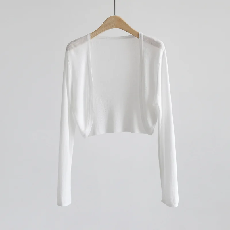 Ice Silk Knitted Cardigan Jacket Women Summer Shawl Sunscreen Outer Layer Thin Vest Air Conditioning Shirt Short Coat thumbnail 5