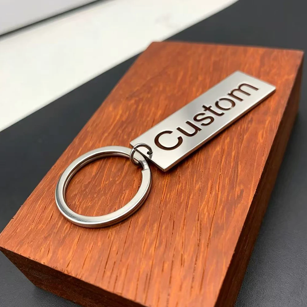 Minimalist style personalized customized name keychain, stainless steel hollow letter keychain, men's and women's gifts thumbnail 2