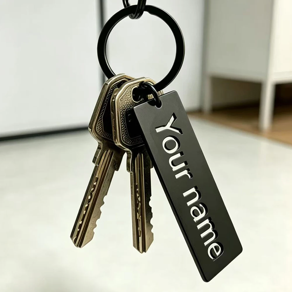 Minimalist style personalized customized name keychain, stainless steel hollow letter keychain, men's and women's gifts thumbnail 4