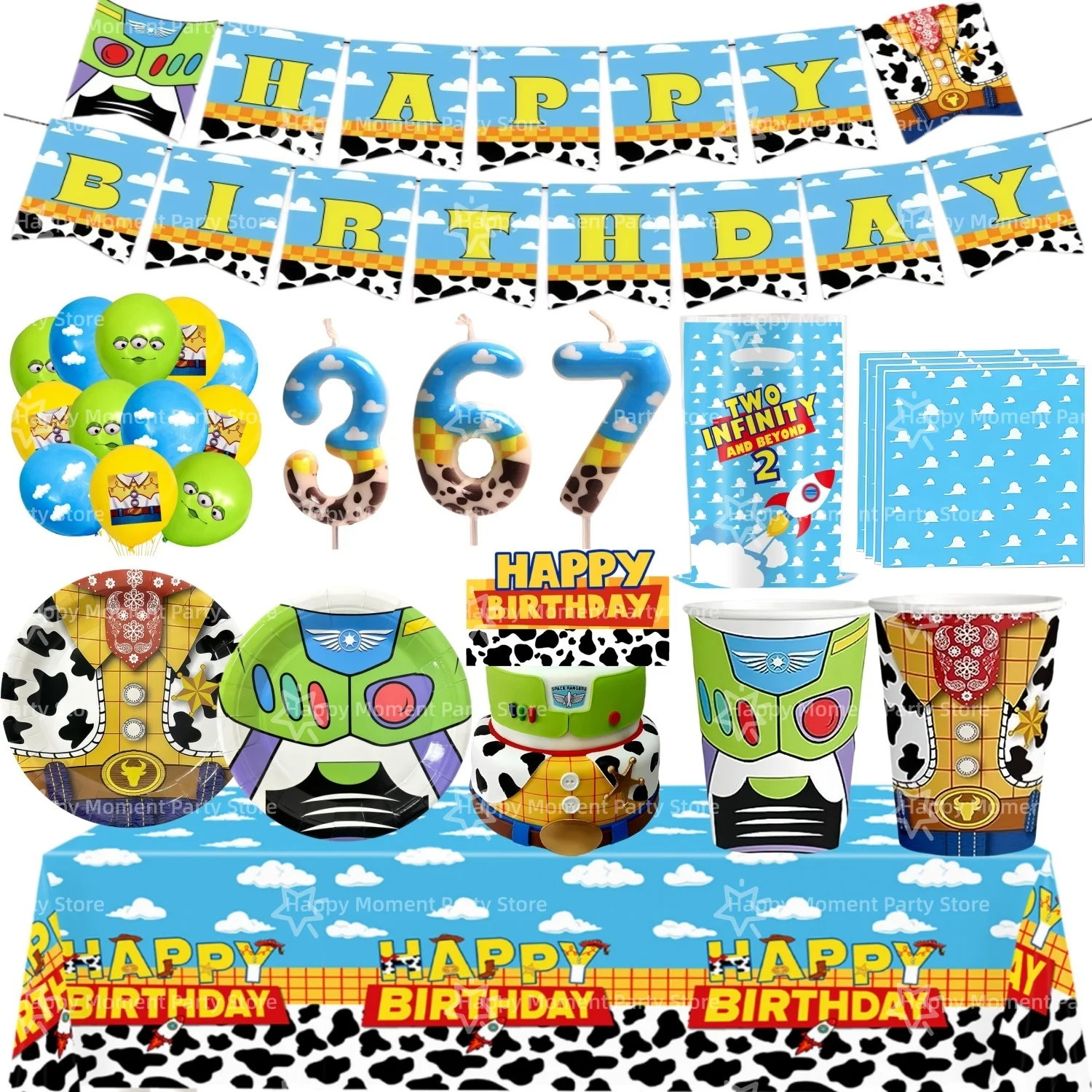 Toy Inspire Game Story Birthday Party Decoration Tablecloth Plate Cup Gift Bag Napkin Baby Shower Toys' Adventure Party Favors