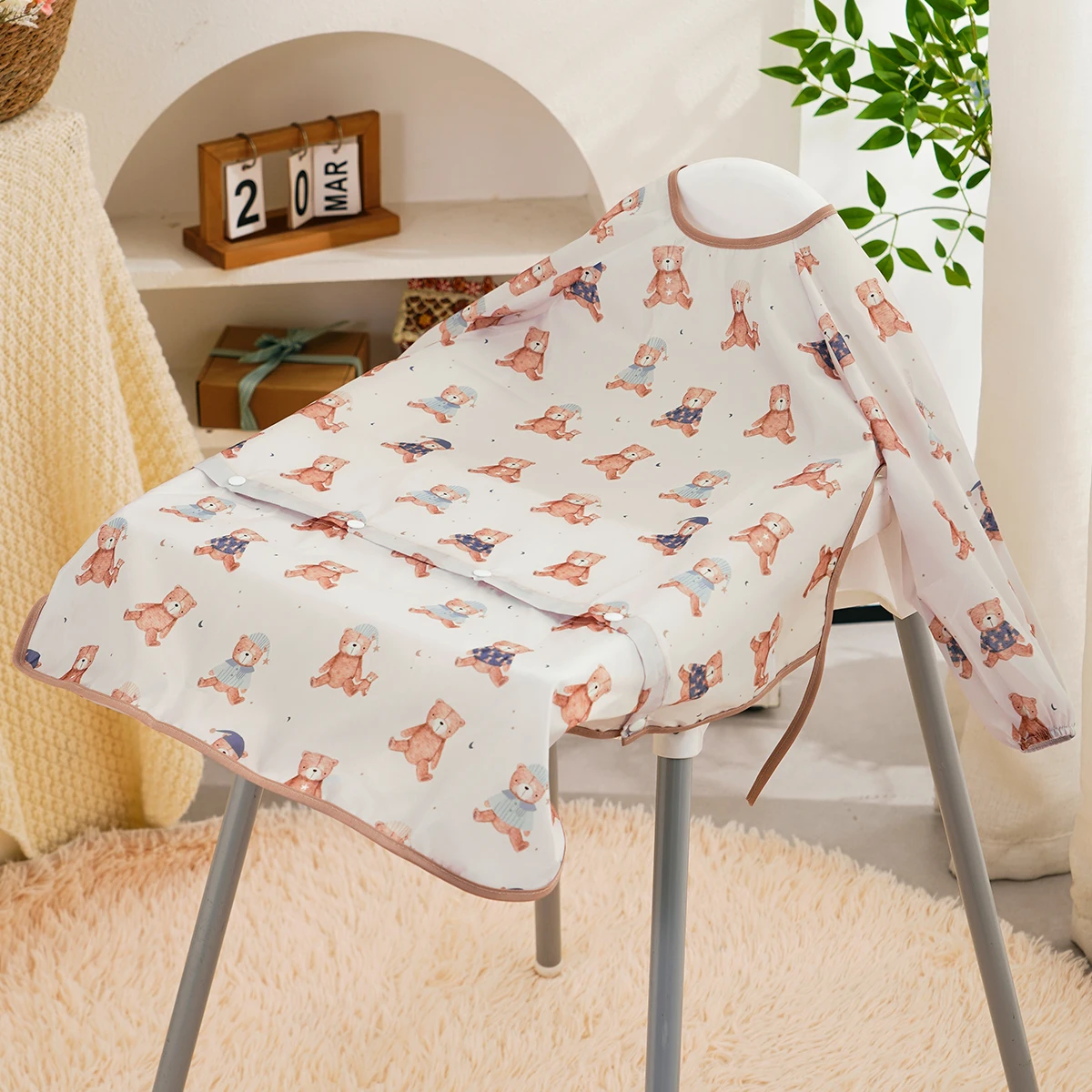 Happyflute 1 Pc Clean Feeding Bib for Baby Waterproof Bib Apron Smock with Table Cover Infant Mess-Free Kids Full Coverage Bib
