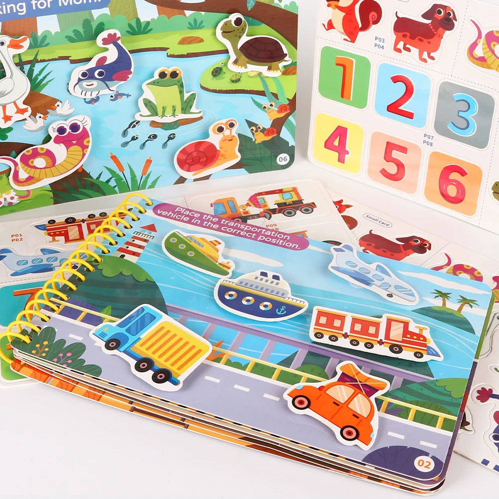 Children Quiet Busy Book 4 Themes Cartoon Travel Sticker Books Kids DIY Sticker Educational Game Montessori Paste Book Toy Gifts thumbnail 5