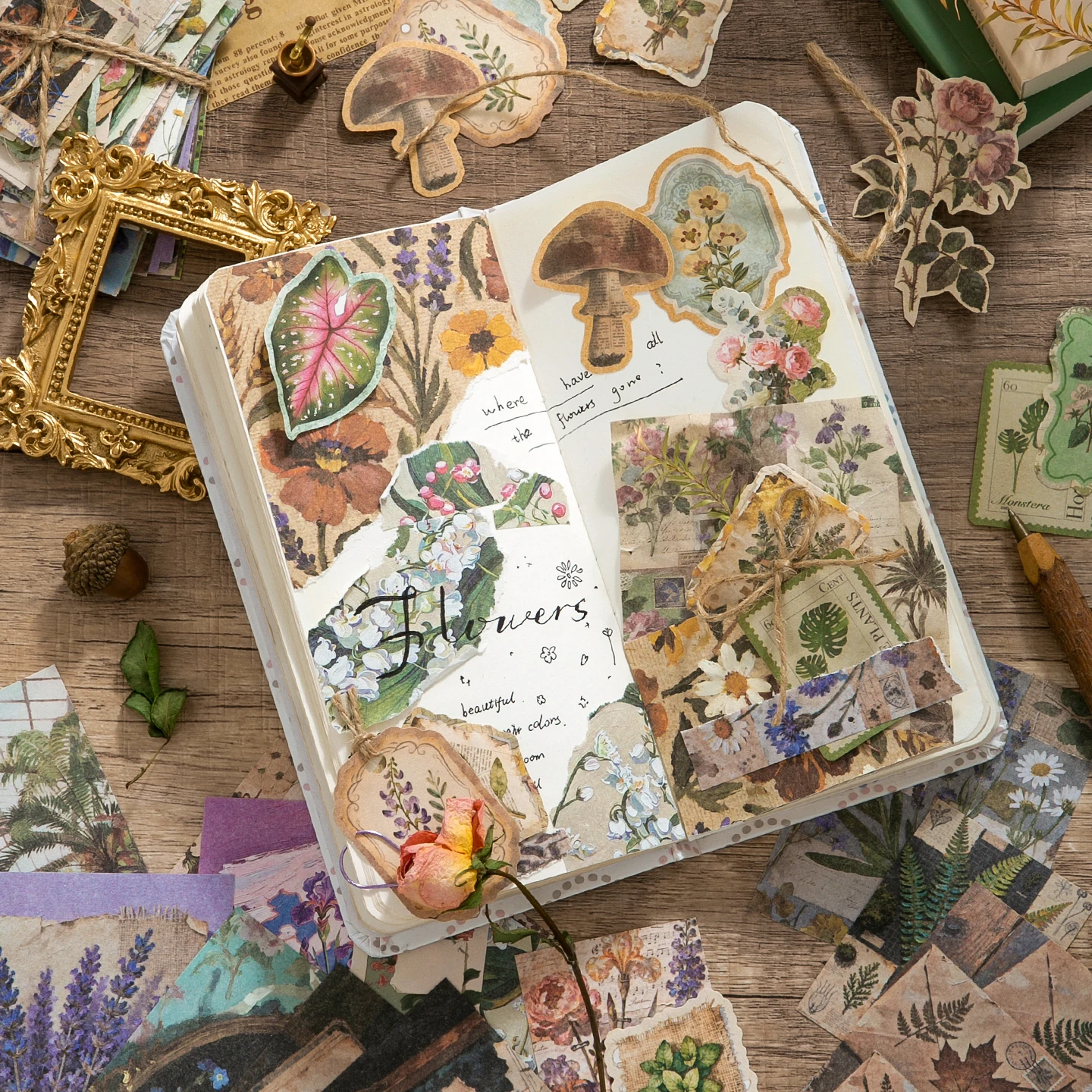 100 sheet Creative Scrapbook Vintage Materials Paper Combo Kit DIY Junk Journal Collage Photo Album Retro Art paper thumbnail 5