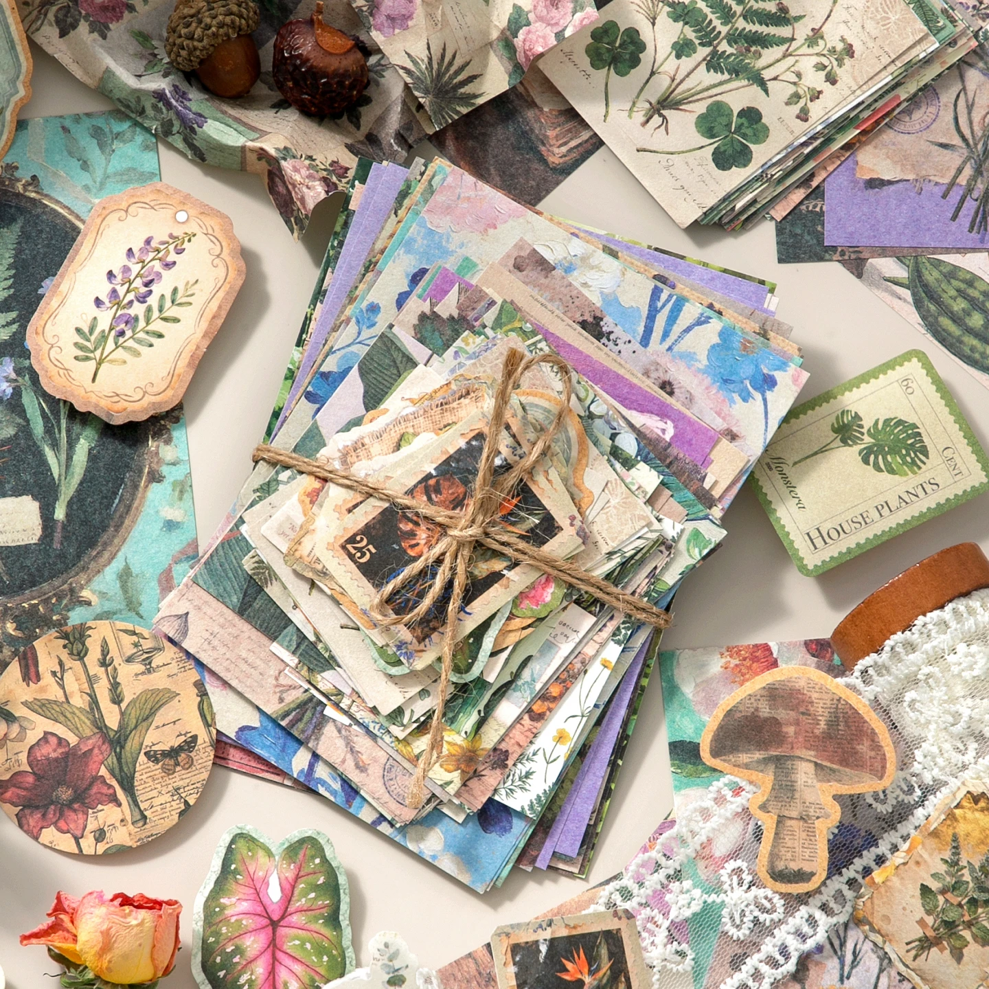 100 sheet Creative Scrapbook Vintage Materials Paper Combo Kit DIY Junk Journal Collage Photo Album Retro Art paper thumbnail 6