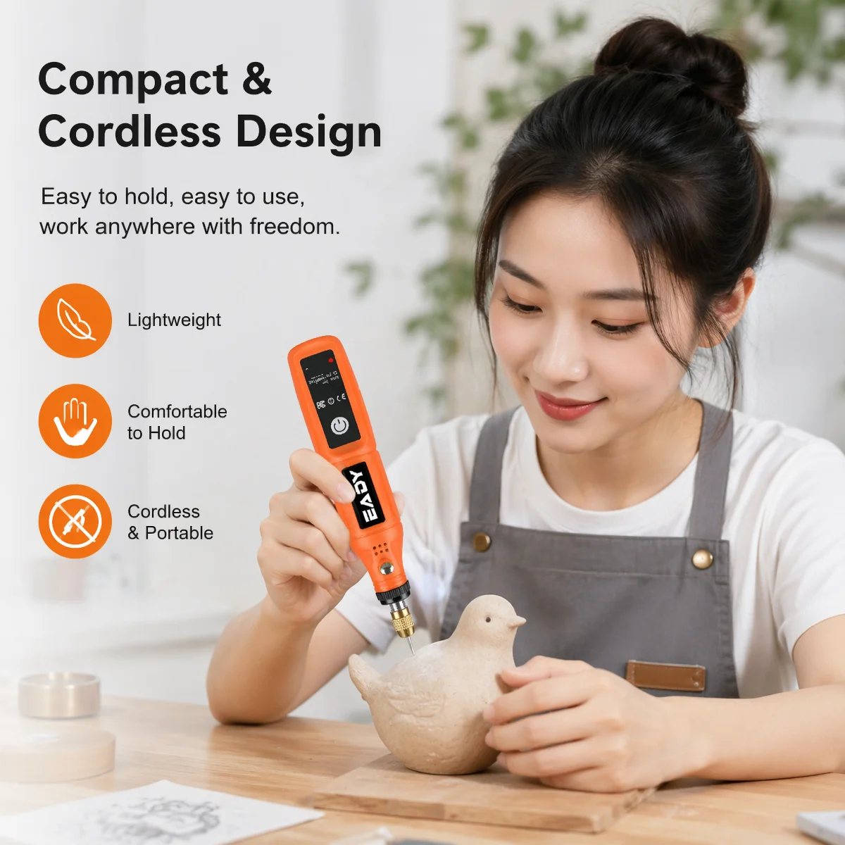 EADY 5-Speed Multifunctional USB Electric Rotary Tool, Mini Drill & Engraving Kit, Cordless DIY Hand Tools – Perfect for Sanding thumbnail 2