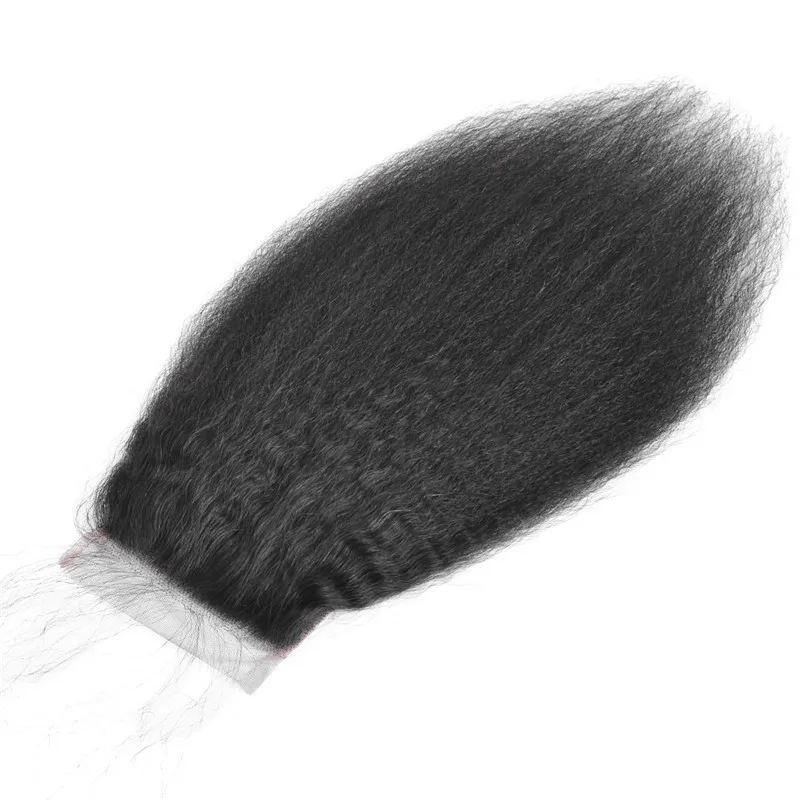 Kinky Straight Lace Closure Human Hair 2x6 4x4 5x5 HD Lace Closure Yaki Straight 13x4 13x6 Full Lace Frontal with 360 Lace thumbnail 2