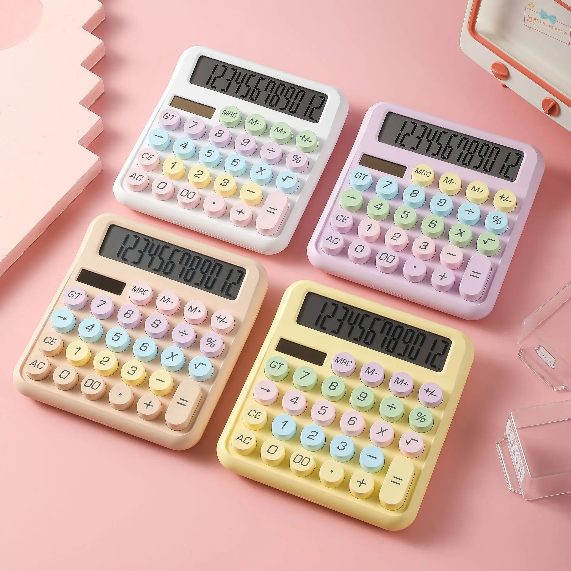 Dopamine Color Silent Calculator, Solar Dual Power, 12-Digit Large Screen Student Office Finance Calculator thumbnail 5