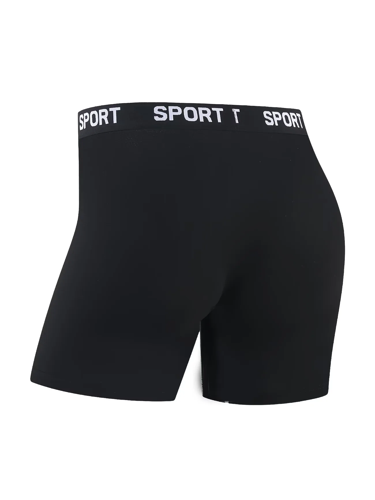 3-Piece Set Of Men's Solid Color Elastic Boxer Shorts, Long Comfortable Sporty Breathable Underwear, Men's Mid Waist Underwear thumbnail 3