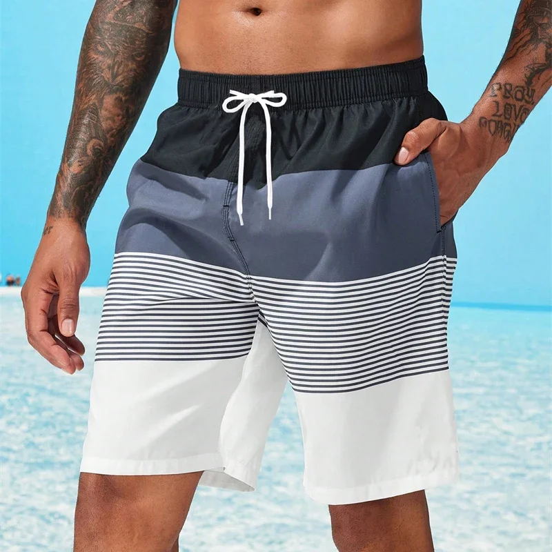 Sea Beach Casual Classic Stripe Beach Shorts For Men Loose Breathable Quick Dry Sport Board Short Summer Fashion New Short Pant thumbnail 4